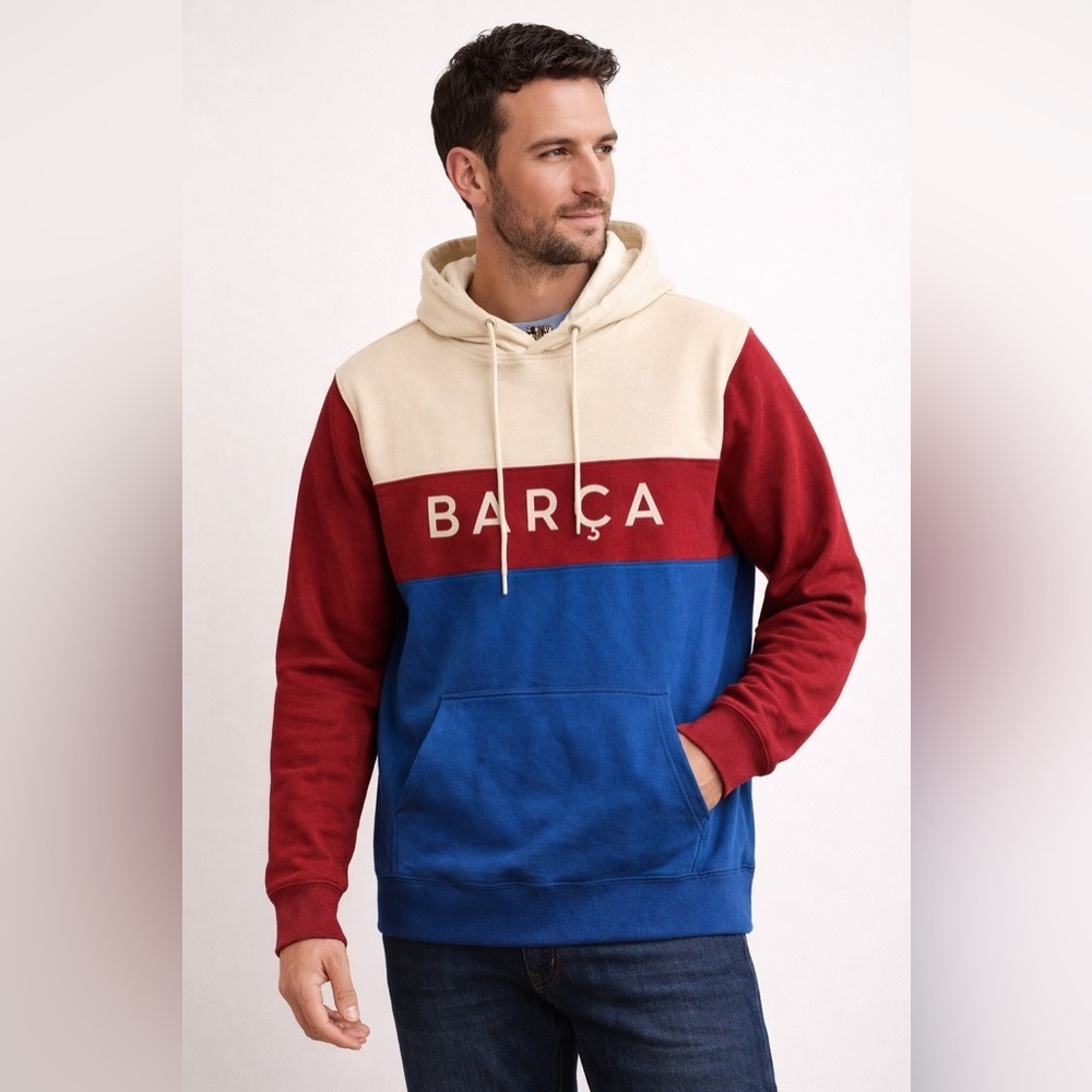 FC Barcelona “Barça” Colorblock Pullover Hoodie – Men’s Sz XL